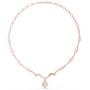 Rose gold diamond statement necklace with oval link chain and floral drop pendant