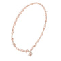 Rose gold diamond oval-link necklace with floral cluster pendant