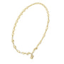 Yellow gold diamond statement necklace with oval link chain and floral pendant