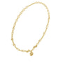 Yellow gold diamond necklace with oval link chain and central floral pendant