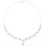 Diamond bloom necklace with round diamond clusters in white gold links and a small center drop.
