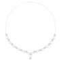 Diamond bloom necklace featuring round diamond clusters on white gold links with a small drop charm.