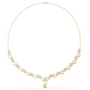 Diamond bloom necklace with round diamonds in yellow gold links and a small center drop charm.