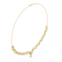 Diamond bloom necklace with round diamonds in yellow gold link settings and a round center drop.