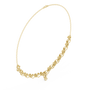Diamond bloom necklace with round diamond clusters on yellow gold links and a center drop charm.