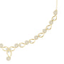 Diamond bloom necklace with round diamonds and open oval links in yellow gold on a chain.