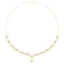 Diamond bloom necklace with round diamonds on yellow gold links, centered with a small dangling charm.