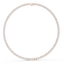 Rose gold tennis necklace with round-cut diamonds, full circle view