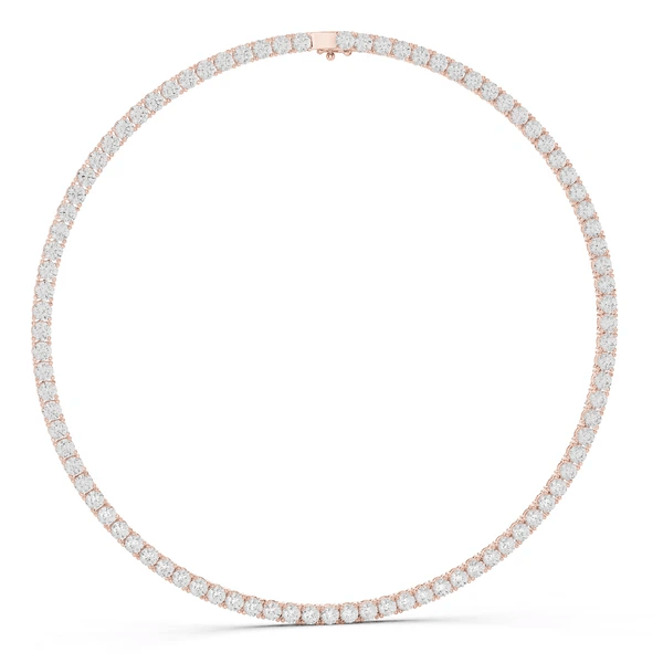 Round diamond tennis necklace with white stones on silver-tone link chain