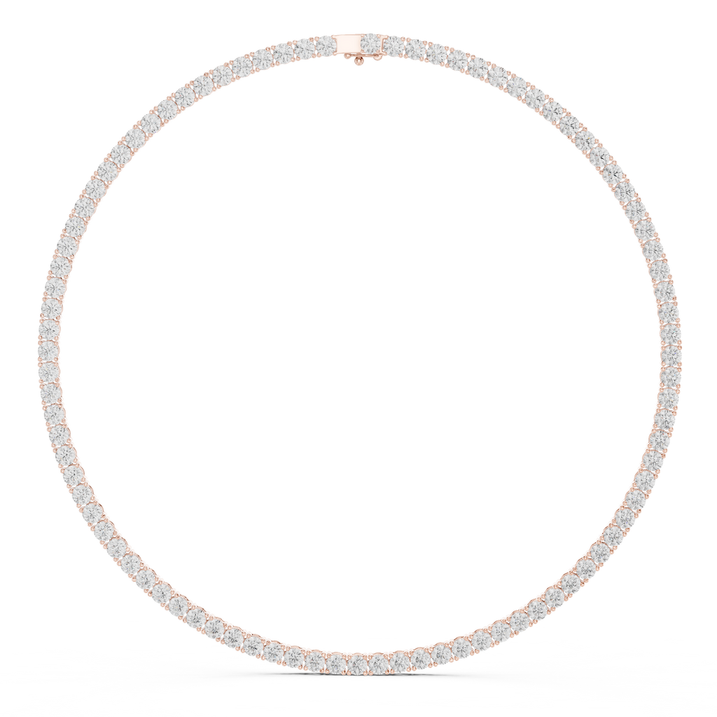 Round diamond tennis necklace with round white stones on silver-tone chain