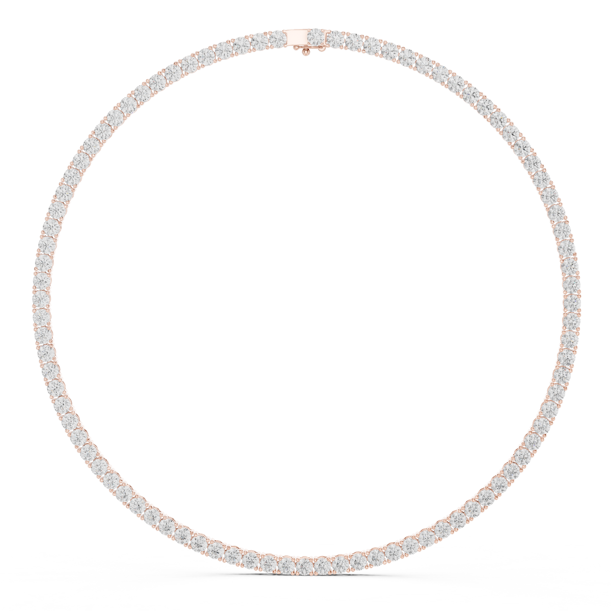 Round diamond tennis necklace with round white stones on silver-tone chain