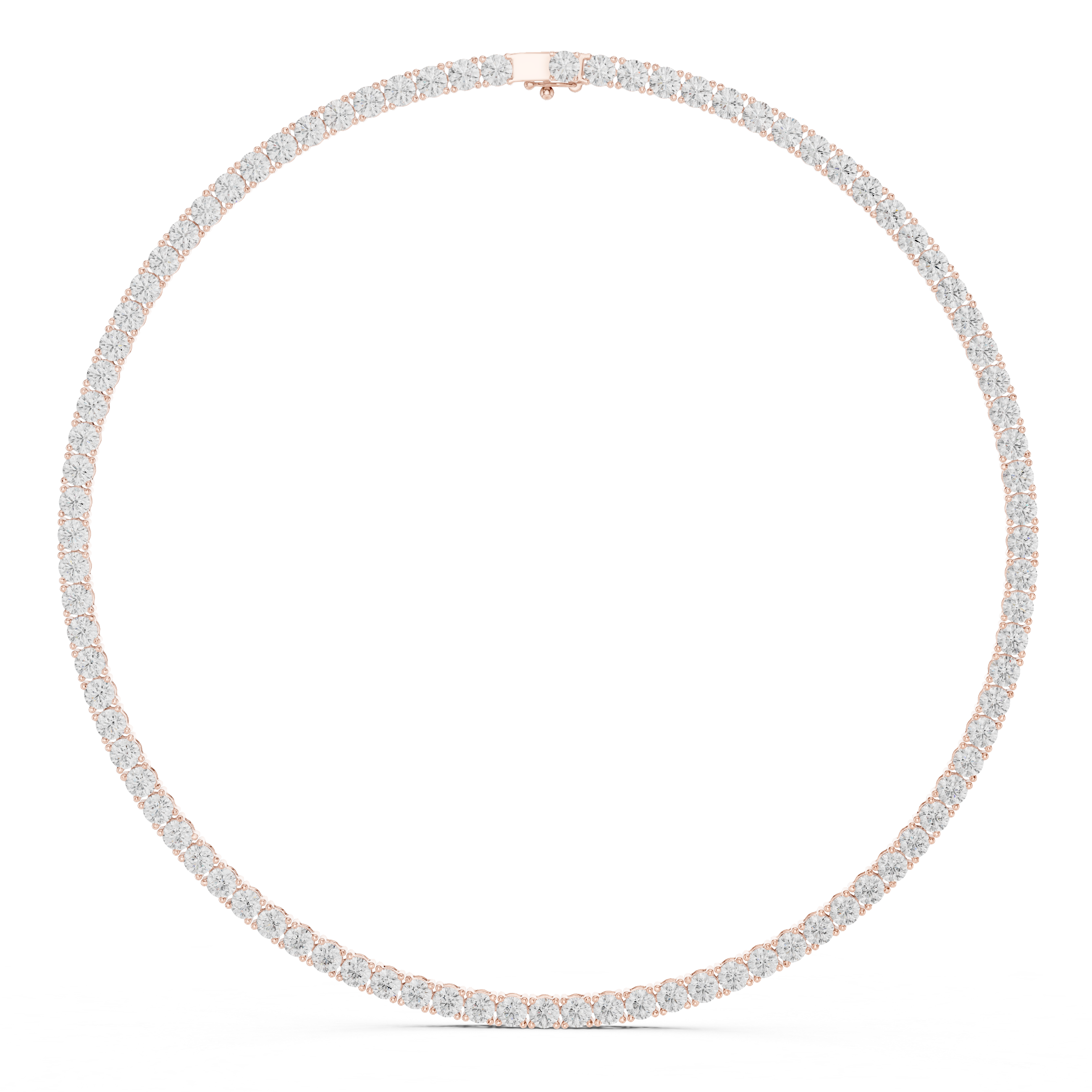 Round diamond tennis necklace with round white stones on silver-tone chain
