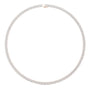 Round diamond tennis necklace with round white stones on silver-tone chain