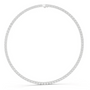 White metal tennis necklace with round-cut diamonds, full circle view