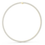 Gold tennis necklace with round-cut diamonds, full circle view