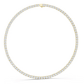 Round diamond tennis necklace with round stones on gold-tone band
