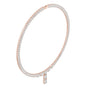 Rose gold emerald-cut diamond line necklace with baguette links and small drop pendant