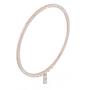 Rose gold emerald-cut diamond line necklace with baguette links and small drop pendant