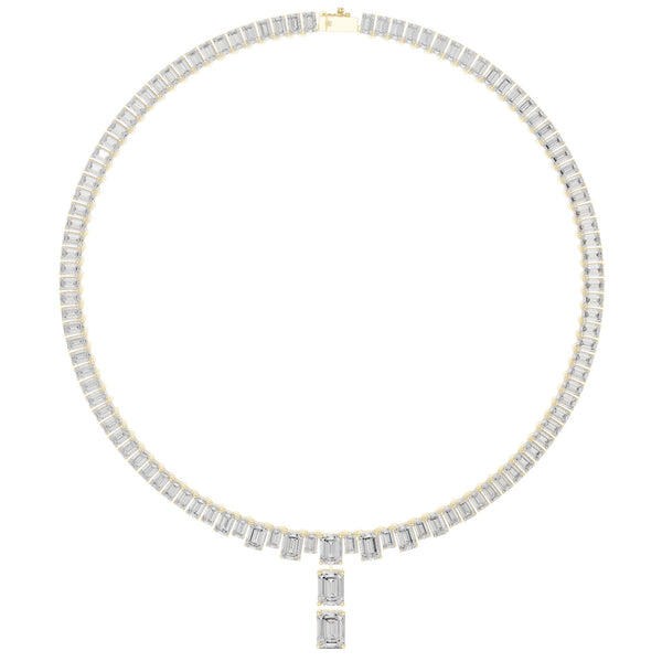 Emerald Diamond Line Necklace ( 33.30 ct.tw.)