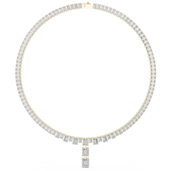 Emerald Diamond Line Necklace ( 33.30 ct.tw.)