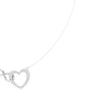 White gold diamond heart love knot necklace detail with heart drop charm