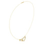 Yellow gold diamond heart love knot necklace on chain with heart drop charm