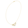 Yellow gold diamond heart love knot necklace on chain with heart drop charm