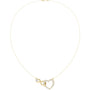 Yellow gold heart diamond necklace with love-knot pendant and round-cut stones