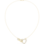 Yellow gold heart diamond necklace with love-knot pendant and round-cut stones