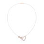 Rose gold diamond heart necklace with open heart love-knot pendant on thin chain