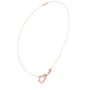 Rose gold diamond heart love knot necklace detail with heart drop charm