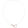 Rose gold diamond heart necklace with open heart love-knot pendant on chain