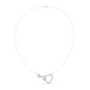 White gold diamond heart necklace with open heart love-knot pendant on thin chain