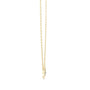 Yellow gold LOVE necklace pendant with round center stone and charm drop