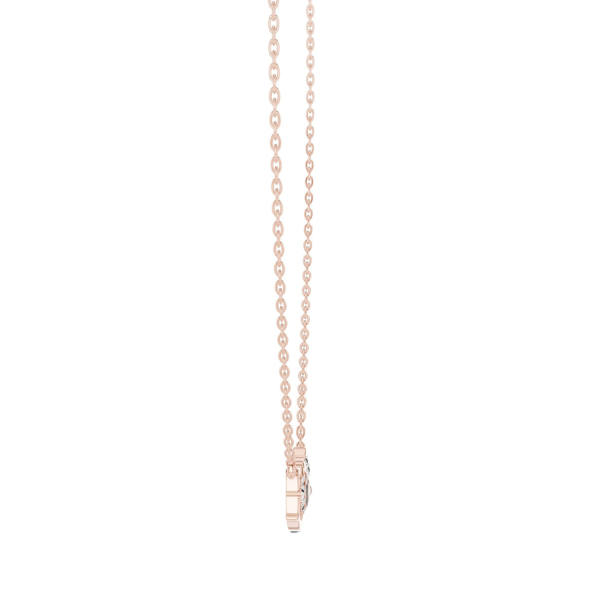 Rose gold chain necklace with LOVE script diamond accent pendant