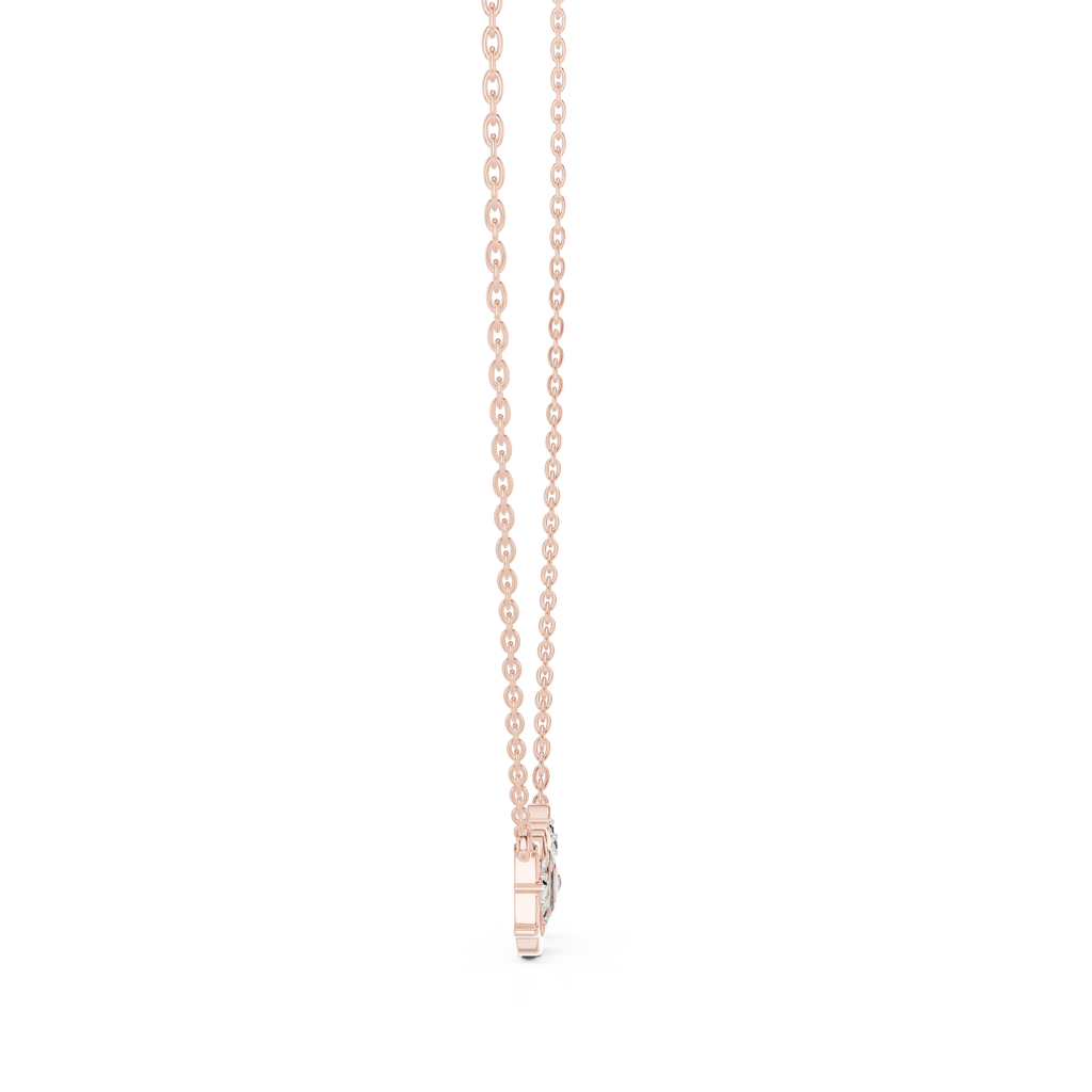 Rose gold chain necklace with LOVE script diamond accent pendant