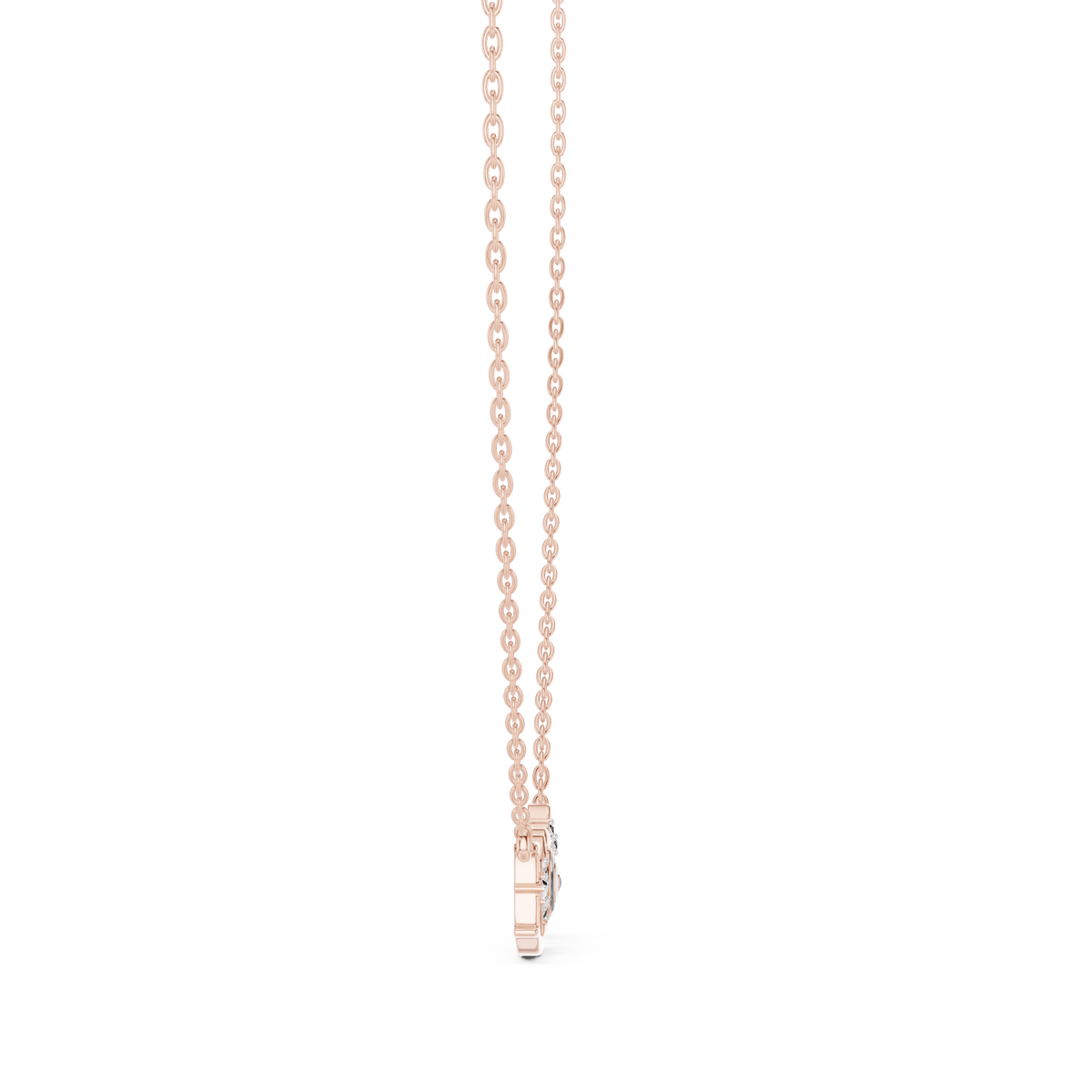 Rose gold chain necklace with LOVE script diamond accent pendant