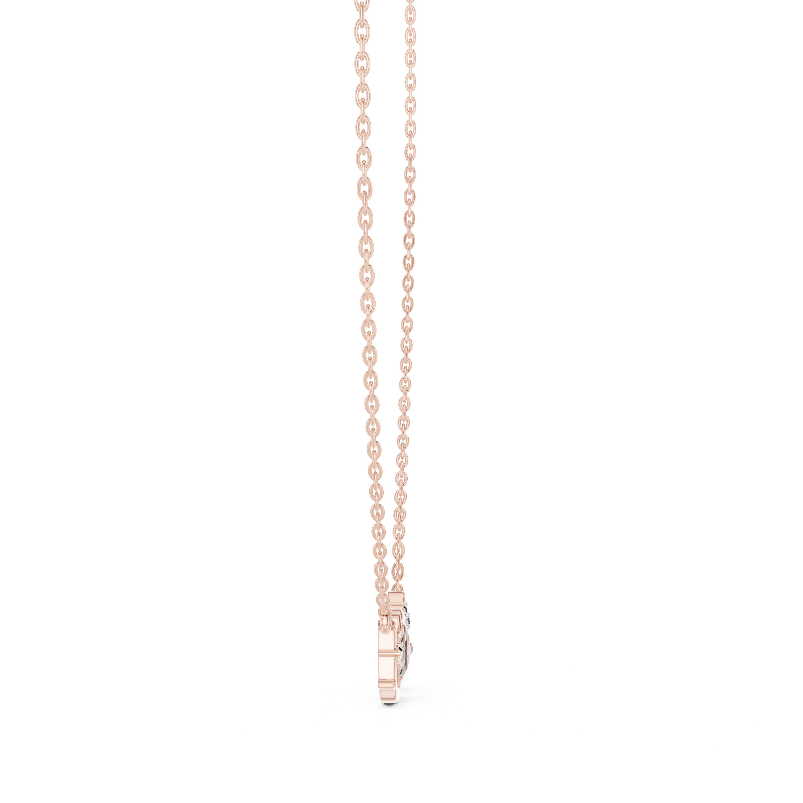 Rose gold chain necklace with LOVE script diamond accent pendant