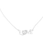 White gold script LOVE necklace with round center stone and diamond accents