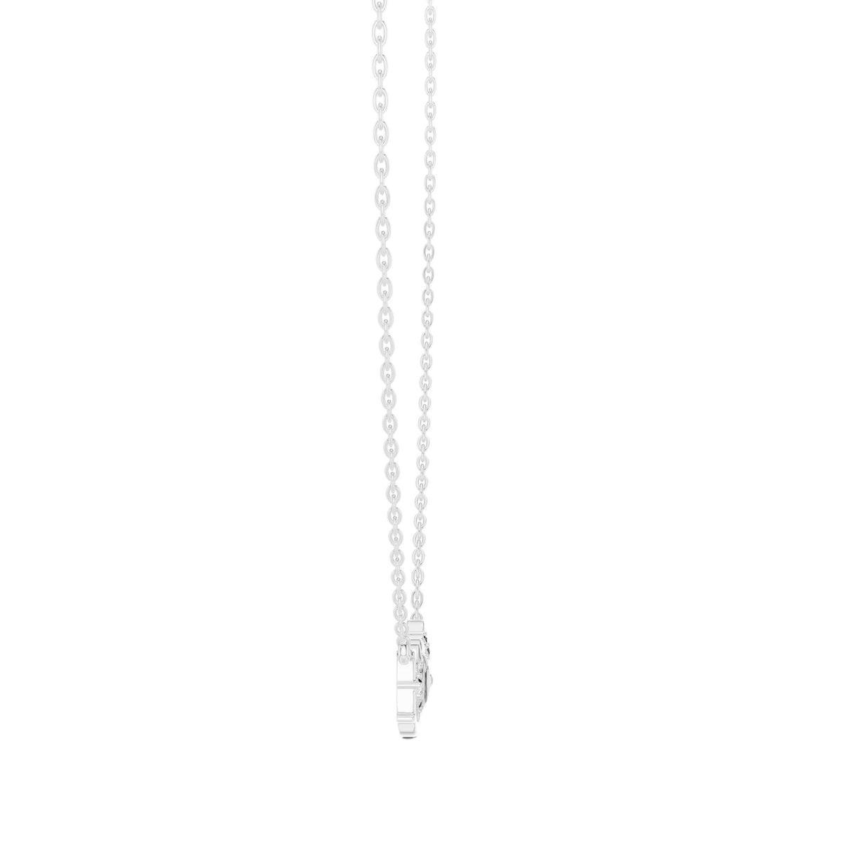 White gold LOVE necklace pendant with round center stone and starburst charm