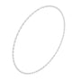 Round diamond tennis necklace, white metal close-up strand view.