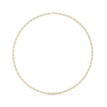 Yellow-toned round-cut diamond tennis necklace with small closely set round stones.
