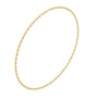 Yellow gold round-cut diamond necklace with round bezel-set stones on chain.