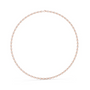 Rose-toned round-cut diamond tennis necklace with small closely set round stones.