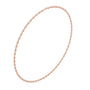 Rose gold round-cut diamond necklace with round bezel-set stones on chain.