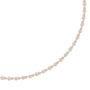 Round diamond tennis necklace, rose-gold tone side view with circular stones.