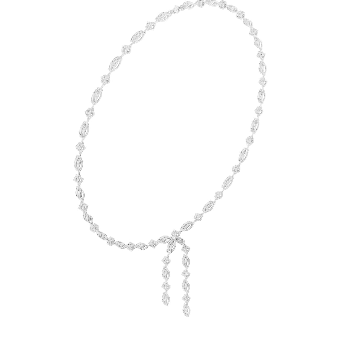 White-gold diamond drop necklace with marquise and round diamonds
