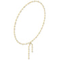 Yellow gold diamond drop necklace with marquise center and oval station stones