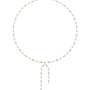 Yellow-gold diamond drop necklace with marquise links and twin dangling drops