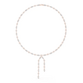 Rose gold diamond drop statement necklace with marquise and round stones, two dangling drops